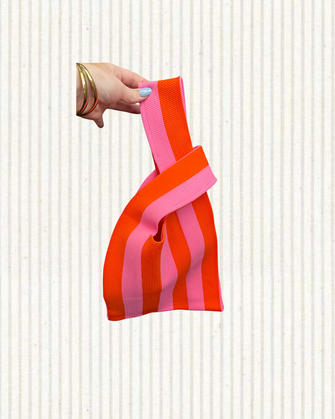 Tas streep oranje/roze