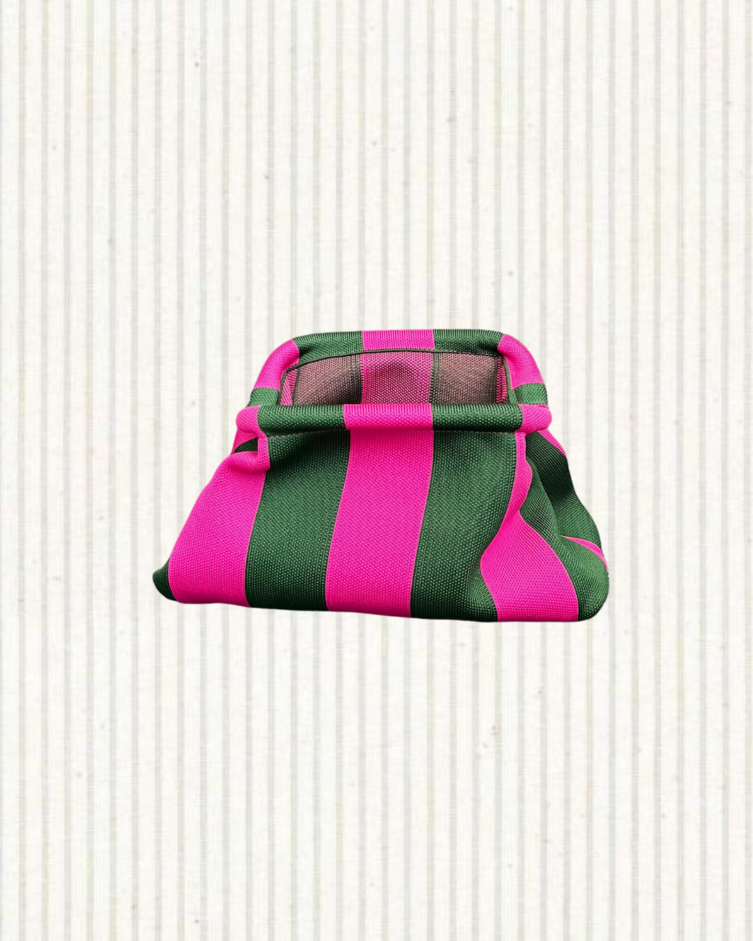 Clutch streep roze/groen