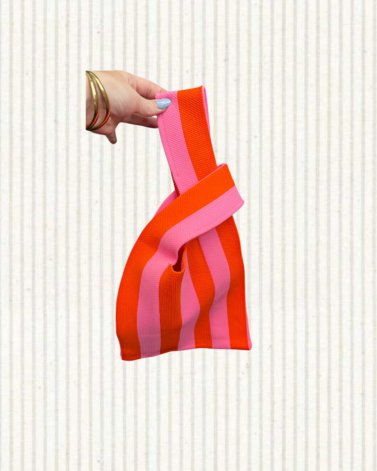 Tas streep oranje/roze